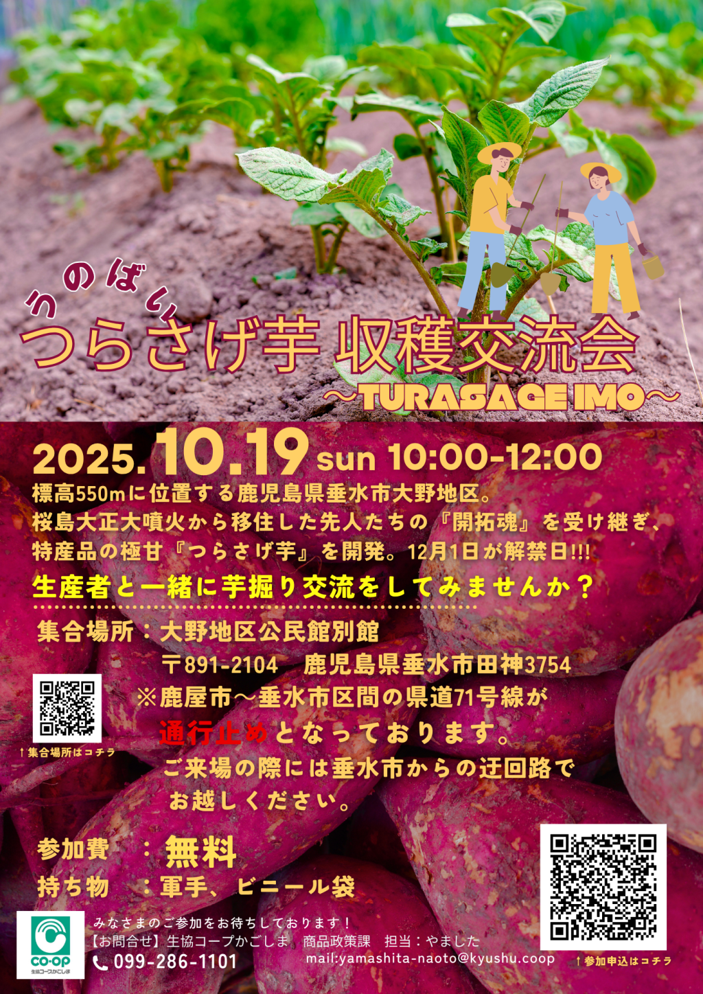 ＜参加者募集＞つらさげ芋🍠の収穫体験に参加してみませんか？